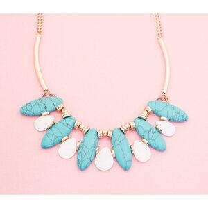 Vintage Sea Stones Bib Necklace | 20 inch | H13